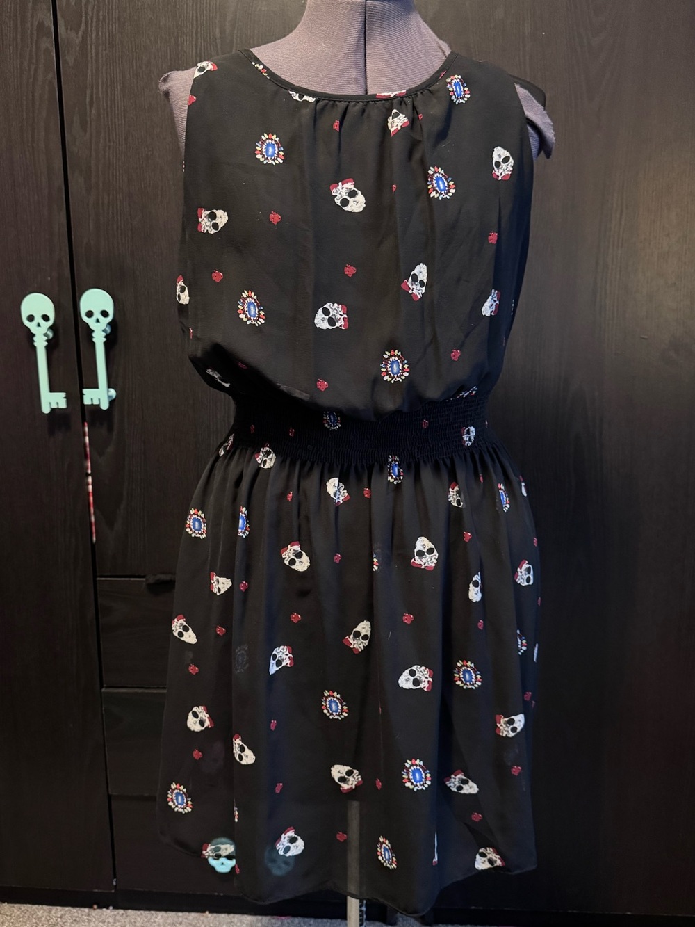 Black Skull Print Dress